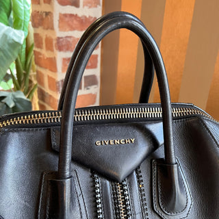 GIVENCHY Antigona Medium Black Leather Zippered Tote Bag