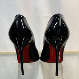 CHRISTIAN LOUBOUTIN Carnielle Black Patent Leather Heels SZ37 1/2