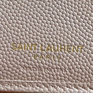SAINT LAURENT Cassandre Matelassé Dark Beige Grain De Poudre Leather Compact Wallet