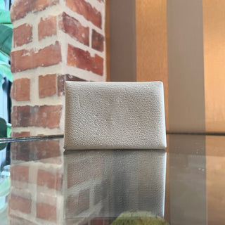 HERMES Calvi Beige Leather Card Case