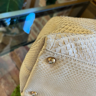 SALVATORE FERRAGAMO Beige Python Top Handle Shoulder Bag