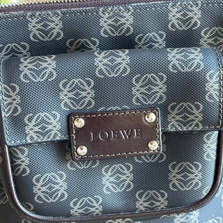 LOEWE Vintage Brown Anagram Coated Canvas Messenger Bag