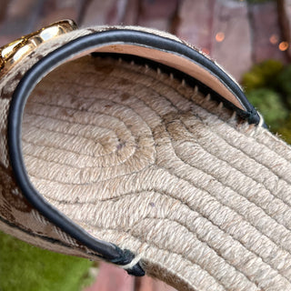 GUCCI Beige Espadrilles GG Canvas Mules SZ36.5(6.5US)