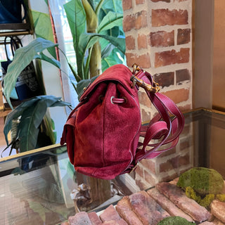 GUCCI Vintage Red Suede Bamboo Backpack Bag