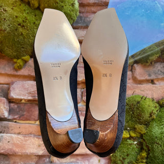GUCCI GG Black Canvas Pumps SZ 8.5
