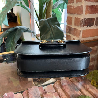 GUCCI Horsebit 1955 Medium Black Leather Shoulder Bag