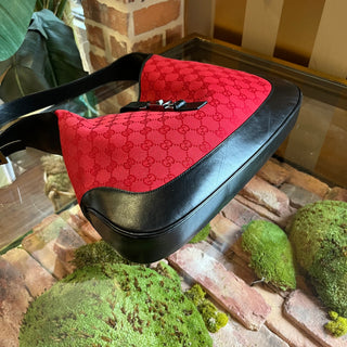 GUCCI Jackie Red GG Monogram Canvas Hobo Bag