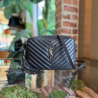 SAINT LAURENT Lou Dusty Grey Matelassé Monogram Calfskin Camera Bag