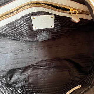 PRADA Bauletto Cream Glace Calfskin Leather Satchel