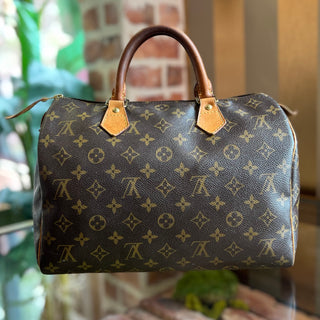 LOUIS VUITTON Speedy 30 Brown Monogram Canvas Satchel Bag