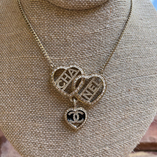CHANEL Triple Heart Pendant Necklace