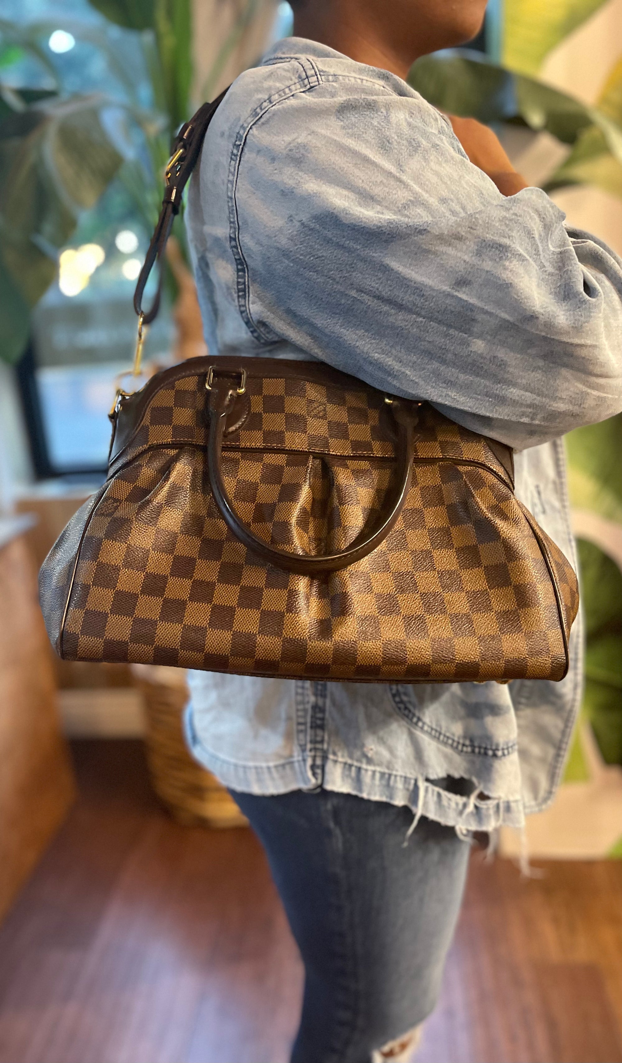 Louis Vuitton Trevi Handbag Damier PM Brown 2 Way Satchel Crossbody