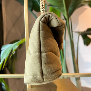 SAINT LAURENT Loulou Puffer Mini Quilted Canvas Shoulder Bag