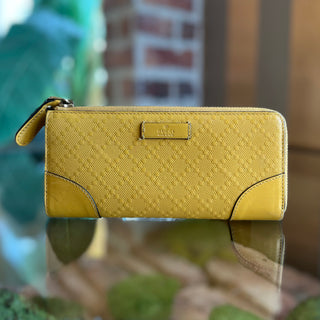 GUCCI Continental Yellow Diamante Leather Zip Wallet