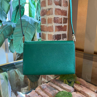 TORY BURCH Green Saffiano Leather Crossbody