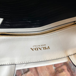 PRADA Symbole Small White Soft Calfskin Leather Tote