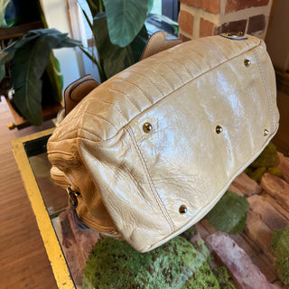 CHLOE Bay Beige Leather Quilted Tote Bag