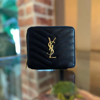 SAINT LAURENT Cassandre Matelassé Black Grain De Poudre Leather Wallet