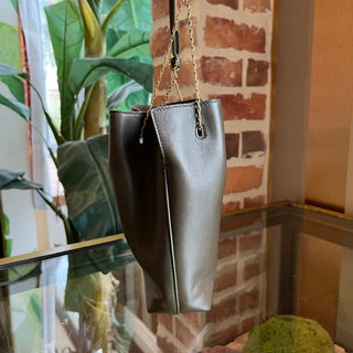 SAINT LAURENT Pochon Green Lambskin Bucket Bag