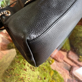 GUCCI Soho Studded Black Pebbled Calfskin Leather Chain Tote Bag