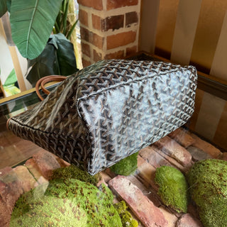 GOYARD Saint Louis PM Black Goyardine Canvas Chevroches Calfskin Tote