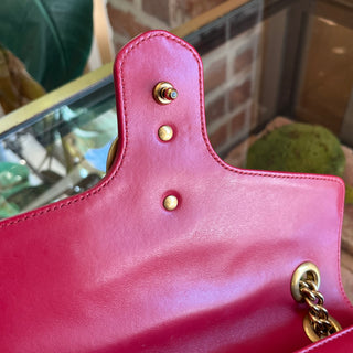 GUCCI GG Marmont Red Matelassé Calfskin Leather Shoulder Bag