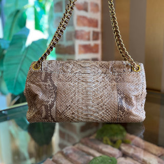 PRADA Pitone Delave Flap Beige Snakeskin Shoulder Bag