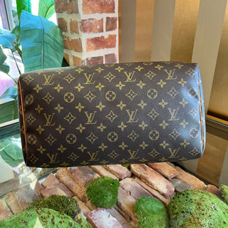 LOUIS VUITTON Speedy 35 Brown Monogram Canvas Satchel Bag