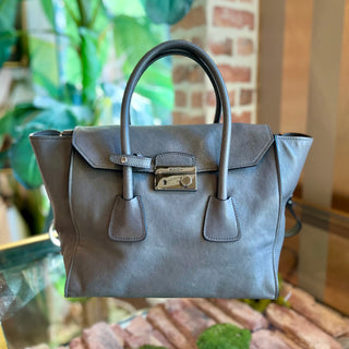 PRADA Sound Bamboo Grey Glace Calfskin Two Way Tote TS3854