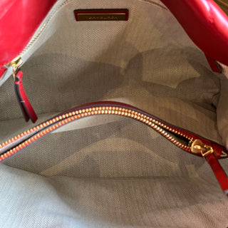 TORY BURCH Kira Chevron Red Leather Tote