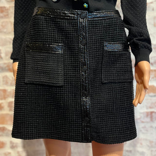 MAJE Jinili Black Tweed Button Front Skirt SZ40(L)