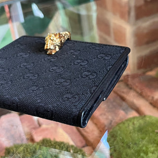 GUCCI GG Canvas Black Tiger Head Wallet DIA317