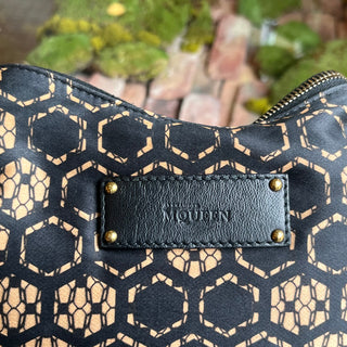 ALEXANDER MCQUEEN Black Beige Honeycomb Mantra Clutch