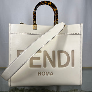 FENDI Sunshine Medium White Ice Shopper Tote