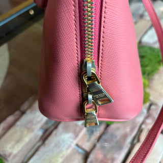 PRADA Promenade Pink Saffiano Lux Dome Top Handle