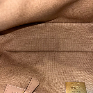 FENDI Baguette FF Embroidered Vitello Canvas Shoulder Bag