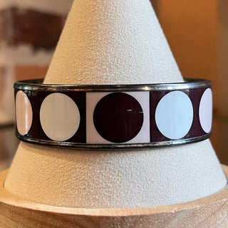 HERMES Wide Black Rim Deco Dot Print Enamel Bangle