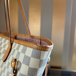 LOUIS VUITTON Neverfull MM White Damier Azur Canvas Tote Bag