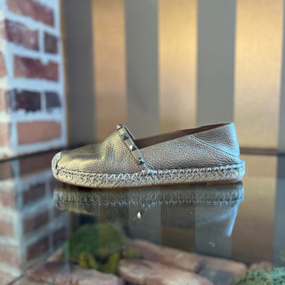 VALENTINO Metallic Gold Leather Rockstud Espadrilles Flats SZ 38 (US 8)