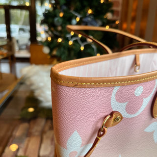 LOUIS VUITTON Neverfull MM Light Pink By The Pool Giant Monogram Tote Bag
