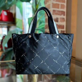 CHANEL Travel Ligne By The Sea Print Black Nylon Quilted Tote Bag