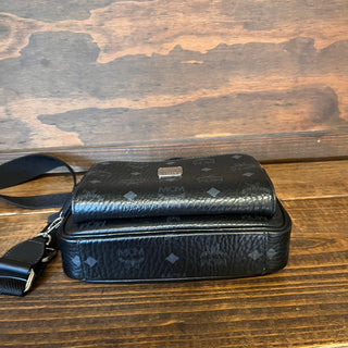 MCM Black Visetos Monogram Canvas Camera Crossbody Bag