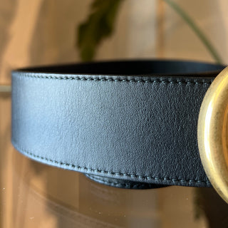 GUCCI Black Double G Logo Leather Belt 90.36