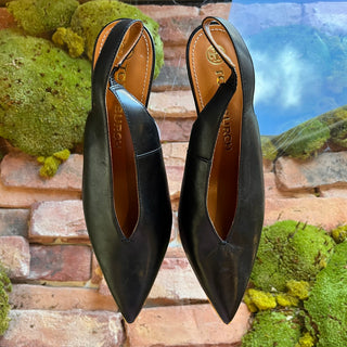 TORY BURCH Black Leather Sling Back Pointed Toe Pumps SZ 8.5