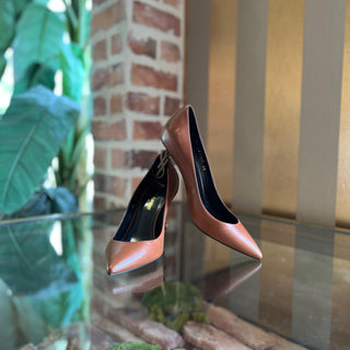 SAINT LAURENT Brown Leather Opyum Heels SZ 35 (US 5)