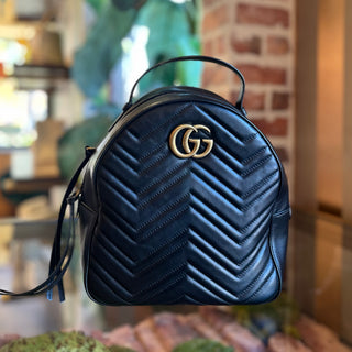 GUCCI Marmont Black Quilted Leather Backpack