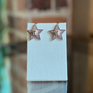 VERSACE Pink Medusa Crystal Embellished Stud Earrings