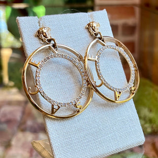 VERSACE Gold-Tone Logo Crystal Embellished Hoop Earrings TS3912