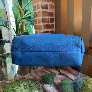 PRADA Blue Vitello Daino Leather Tote