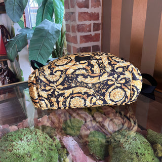 VERSACE Black Gold Nylon Baroque Diaper Bag